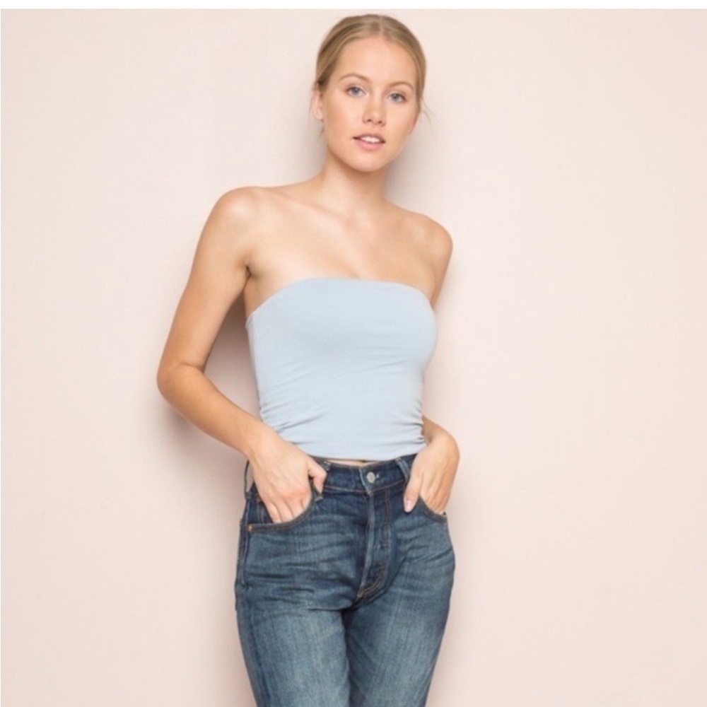 BABY BLUE BRANDY MELVILLE TUBE TOP